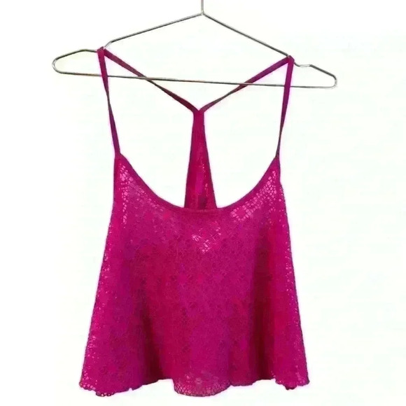 PINK Victoria's Secret Tops - PINK Hot Pink Fuchsia Swimsuit Coverup Crop Top size XS